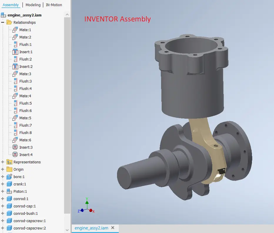 Inventor assembly with mates