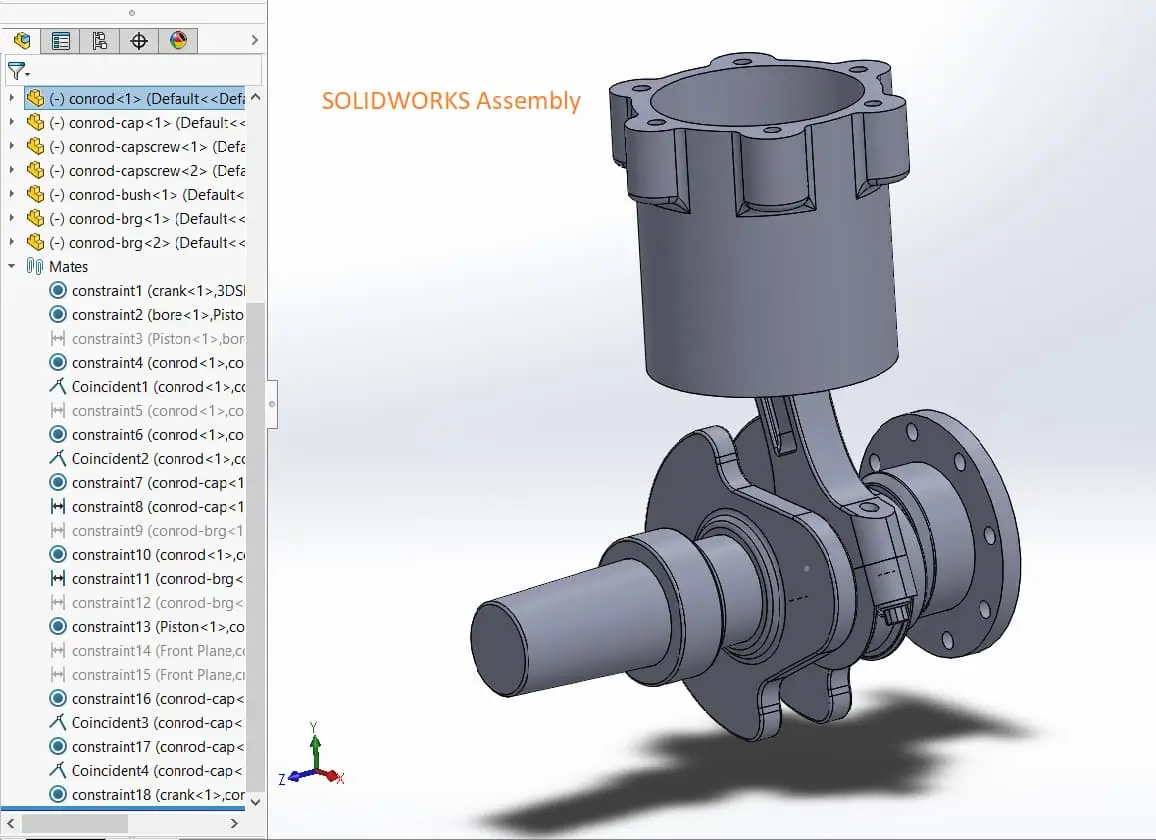 SOLIDWORKS assembly with mates