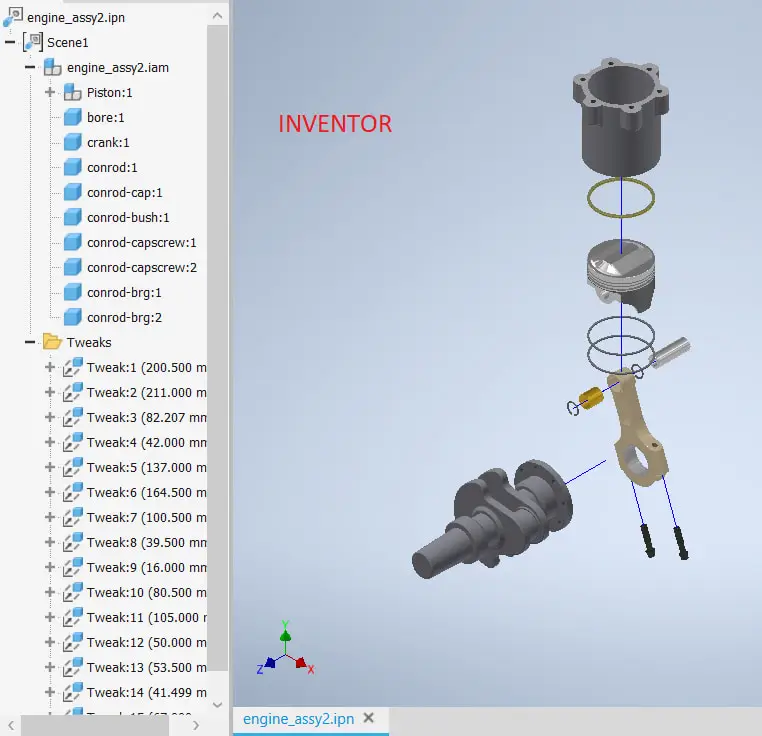 Inventor assembly exploded view