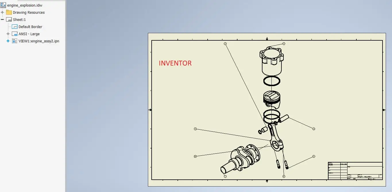 Inventor exploded view drawing