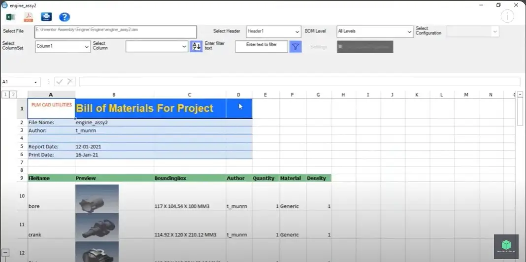 Export BOM to Excel Tool for Inventor