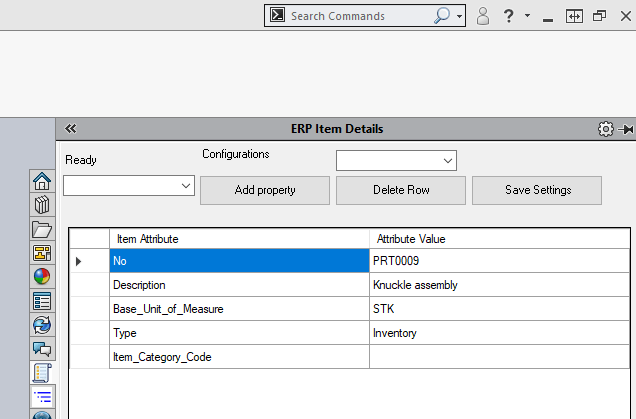 Preview ERP Item Properties in SOLIDWORKS