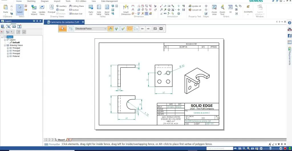 Solid Edge part drawing