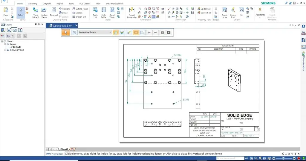 Solid Edge part drawing