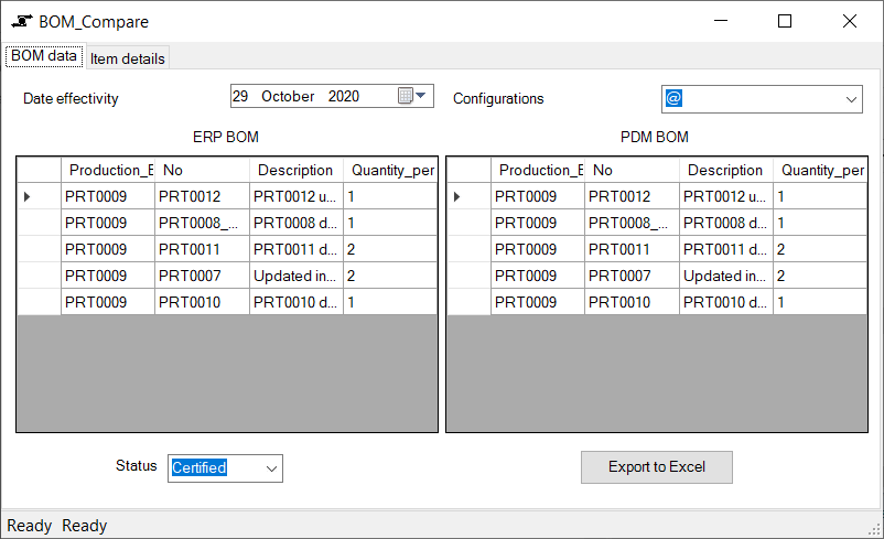 BOM Comparison Between SOLIDWORKS & ERP