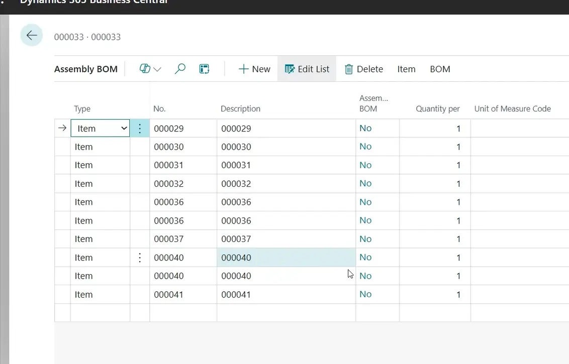 Bill of Materials successfully 