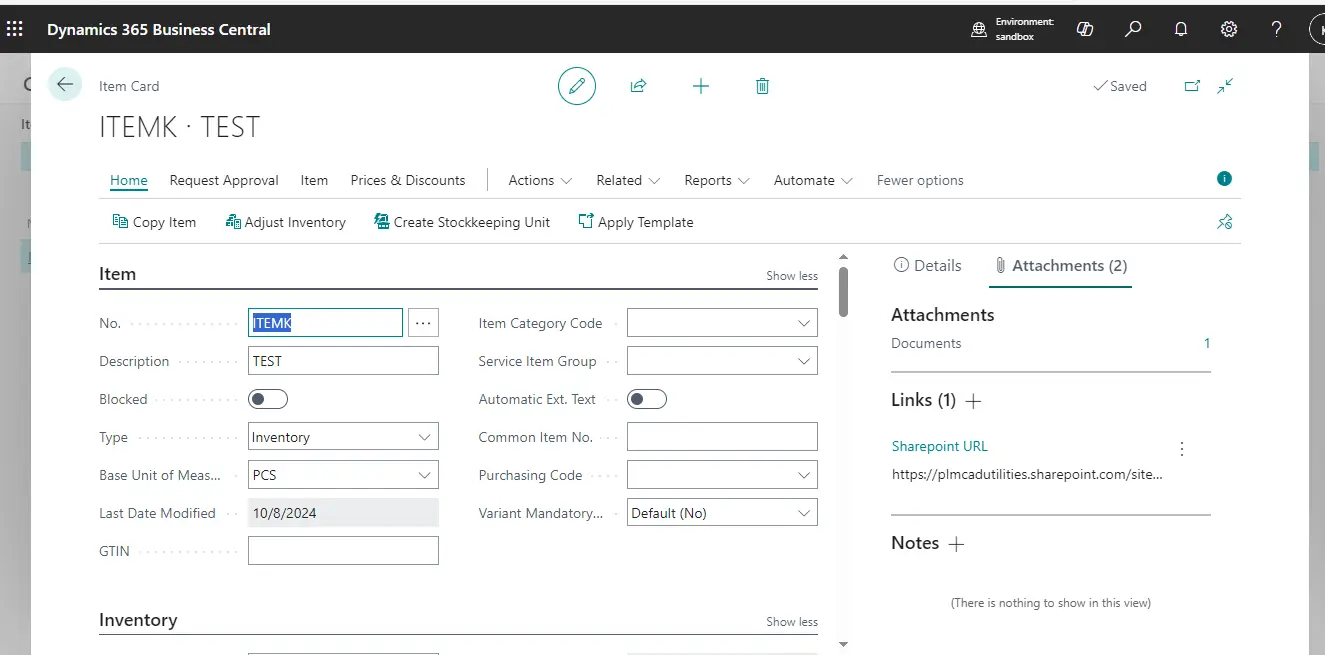 Confirm Item in Business Central